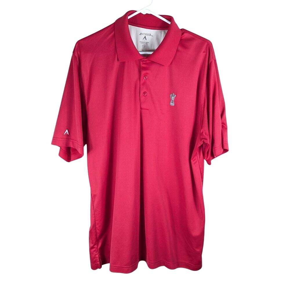 Antigua XL Desert Dry Polo Red Performance Shirt Embroidered Trophy Logo Wicking